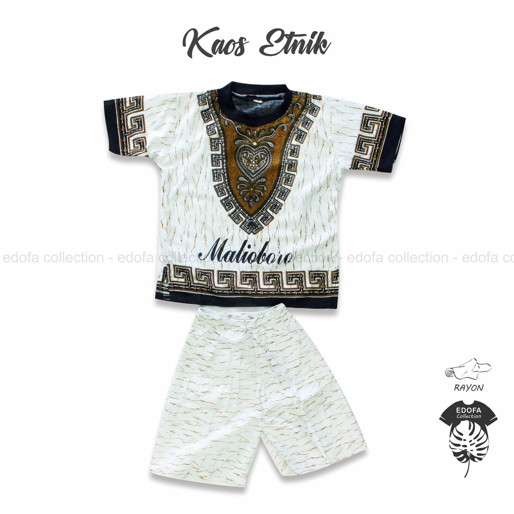 Setelan Anak kaos Etnik Dashiki cewek cowok umur 2-7 tahun Motif Jefri Warna Coklat