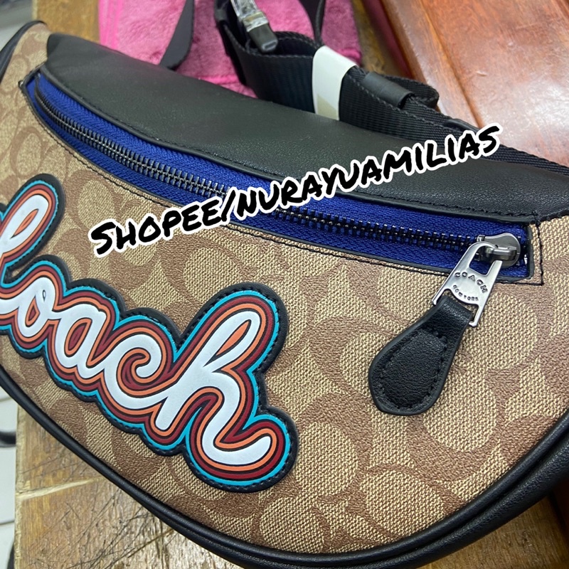 Waistbag coach free box import tas selempang pria branded waist bag pria import