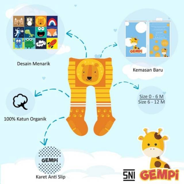 GEMPI Legging Bayi Anti Slip Kaki Tertutup Motif Boy / Cowok