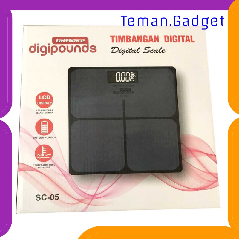 TG-FE164 TAFFWARE DIGIPOUNDS TIMBANGAN BADAN KACA ELEKTRONIK 180KG - SC-05