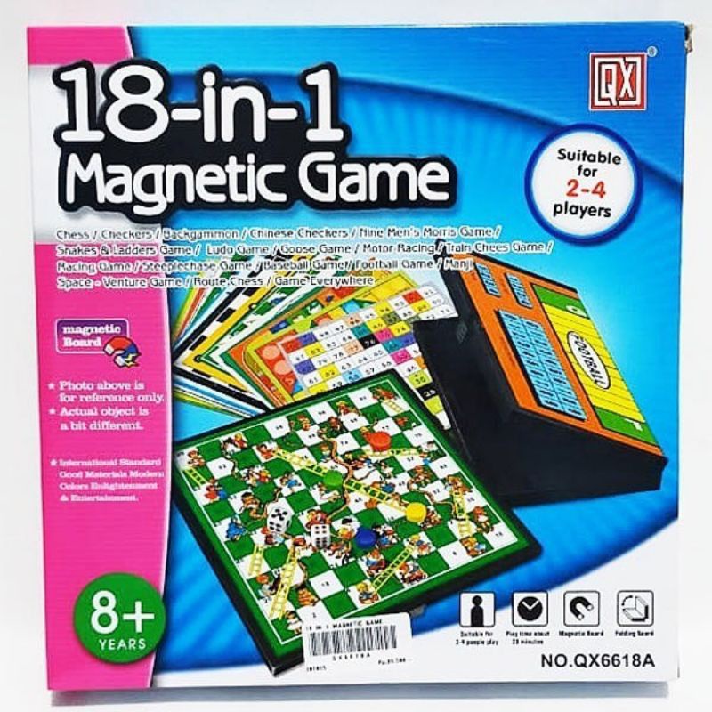 18 in 1 Magnetic Game Family Board Game Mainan Catur Ludo Ular tangga