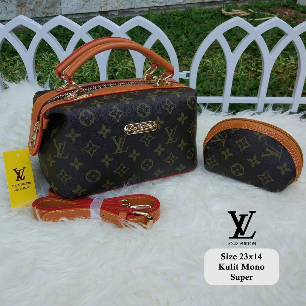 Terbatas Tas Jinjing Wanita LV Lois Vuitton Resleting Set Kulit Damier Monogram
