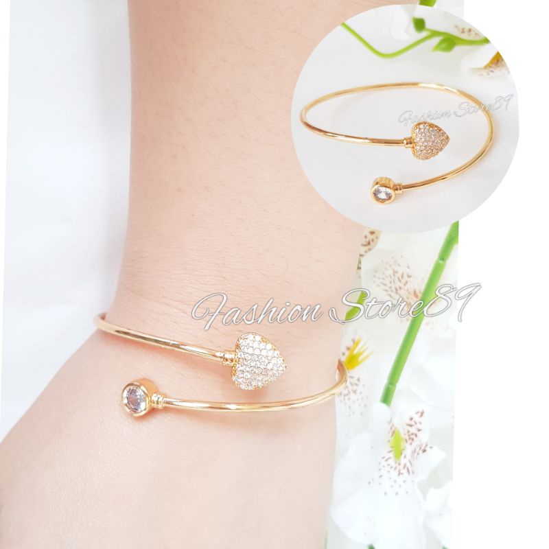 Gelang Bangle Flexibel Love Permata Perhiasan Xuping Lapis Emas 18k gelang flexibel impor Fashion