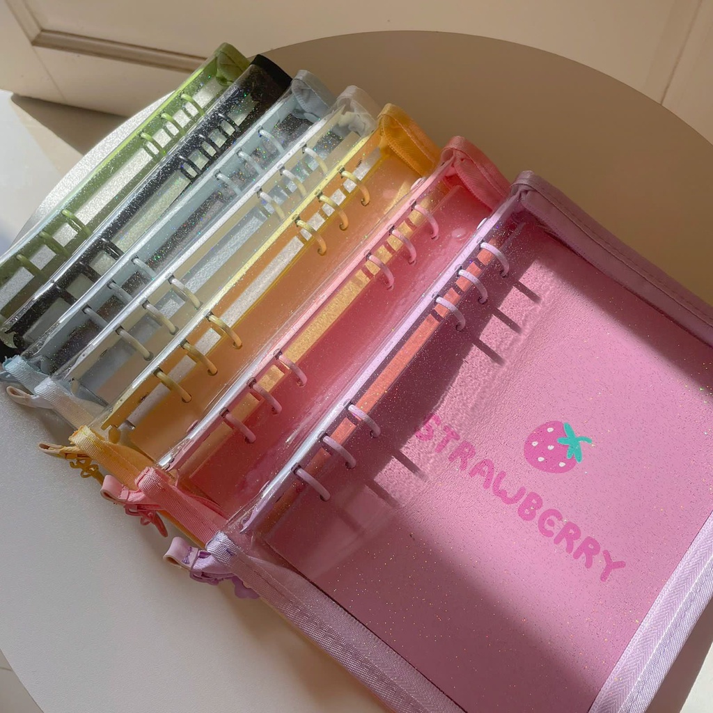 

[HARU] Zipper Binder 6 Ring A5 / Binder Album Photocard Polaroid / Binder Jounal Jelly Material Glitter Korean Binder
