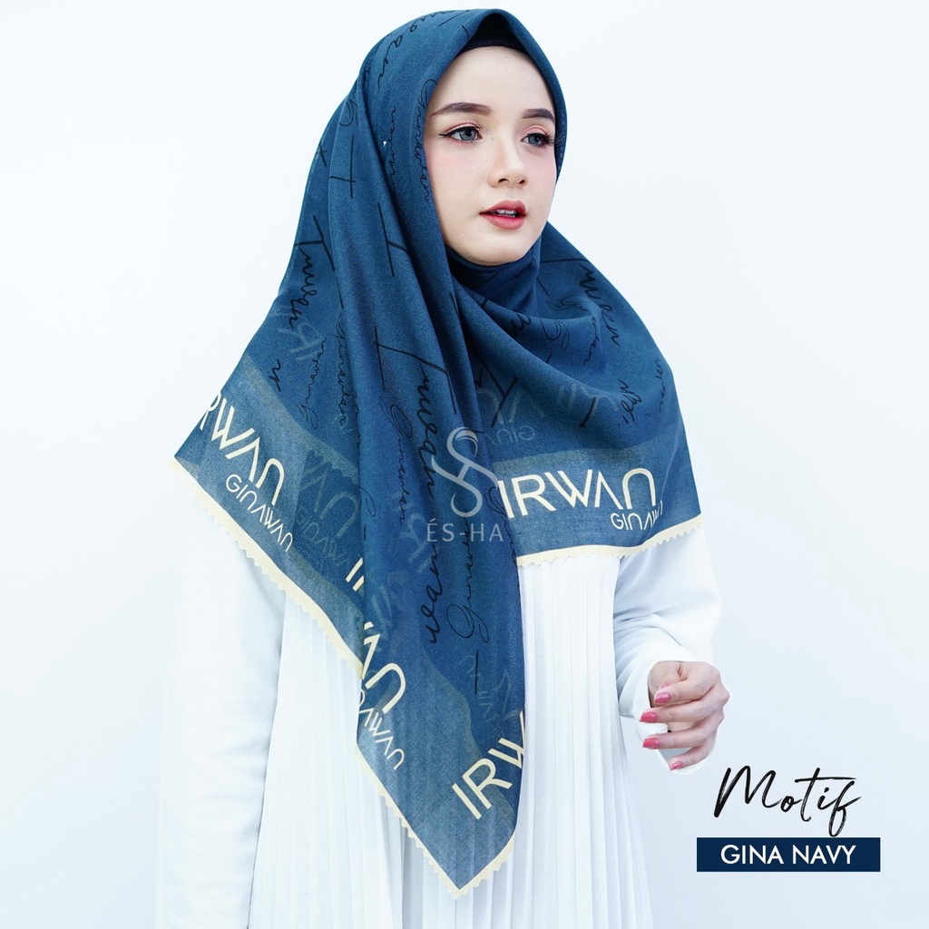 (PART 1) Series Hijab Motif Voal / Segiempat Motif Voal Premium Exclusive-GINA NAVY