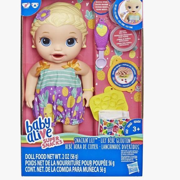 Flashϟsale Baby Alive Snackin’Lily Super Snacks Doll Food