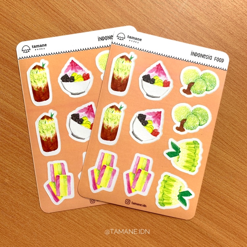 

[DEFECT SALE] Tamane Indonesia Food Sticker set .sticker sheet aesthetic deco vinyl laminasi doff stiker