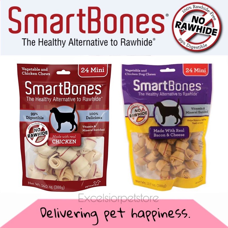 Smartbones Snack Anjing 16 Mini Dental Chew Chicken Peanut Bacon Beef