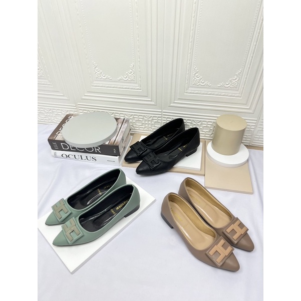 sepatu flat shoes wanita terbaru kekinian pesta LOUISDEAR sepatu flat 2 cm bahan dove B78