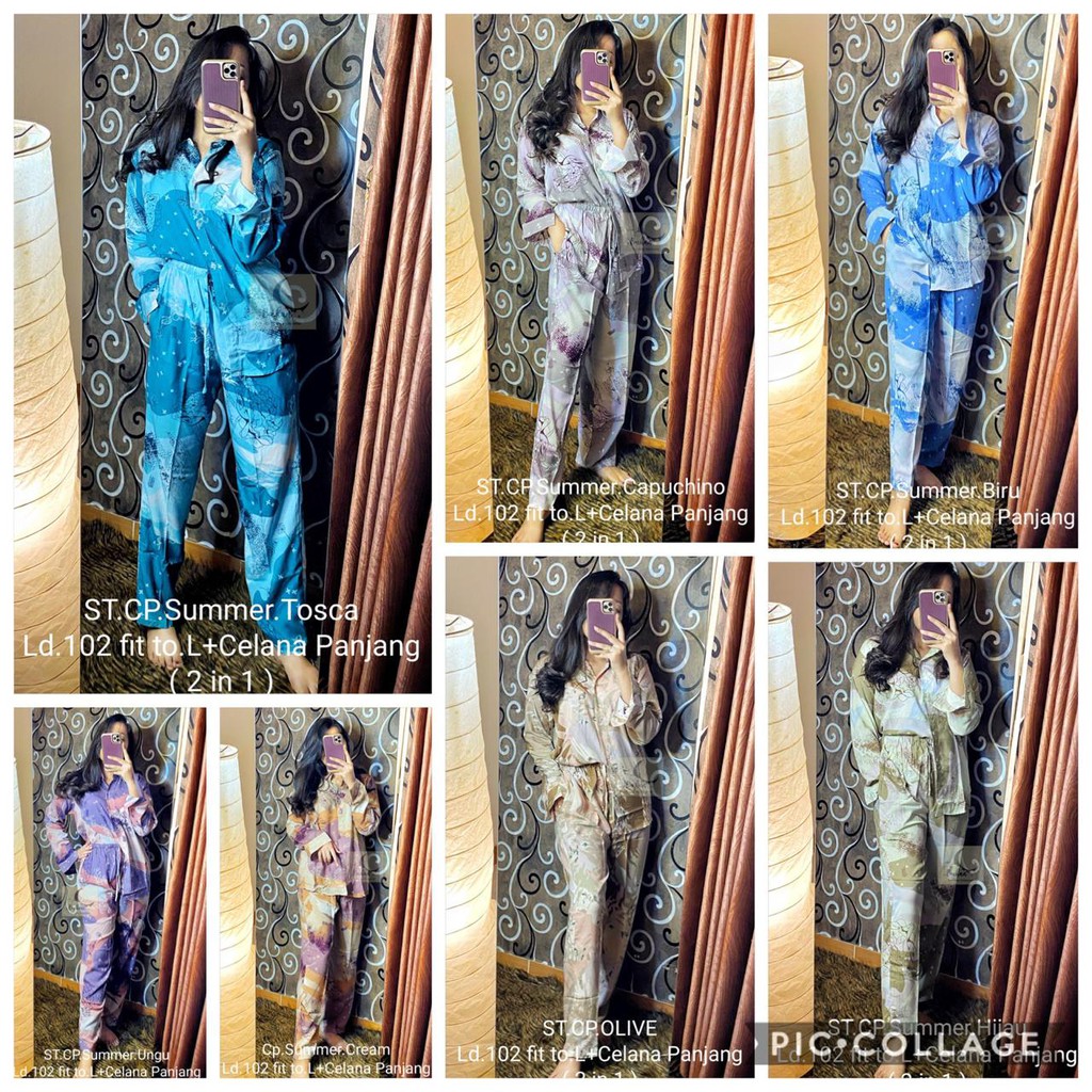 (Jamin RealPict)  Set Piyama 2in1 Summer Set Celana Panjang Baju Tidur Setelan Piyama Pajamas