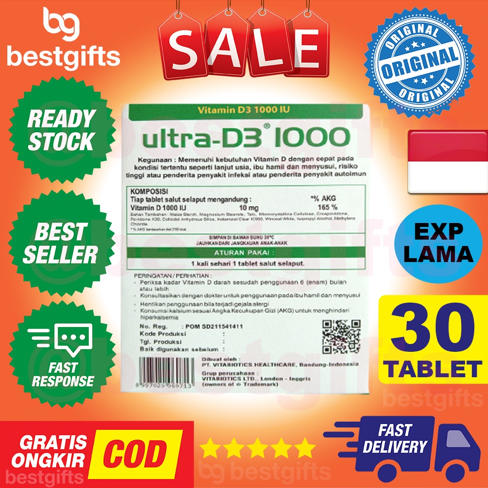 VITABIOTICS ULTRA D3 1000 IU VITAMIN D 1000IU DAYA TAHAN TUBUH KEKEBALAN IMUN BADAN OSTEOPOROSIS 30 TABLET