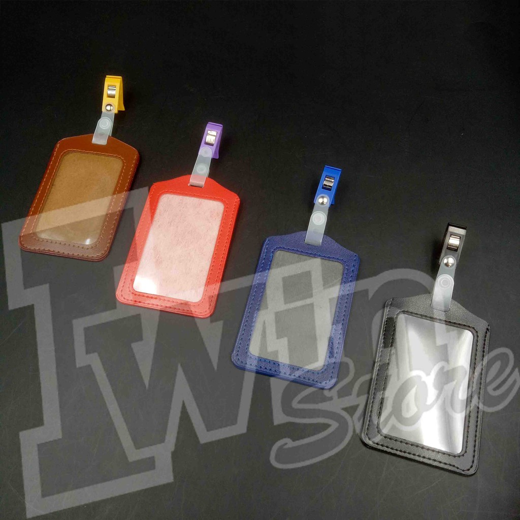 

Leather Card Holder / Name Tag Kulit Vertical (Free Plastic Clips)