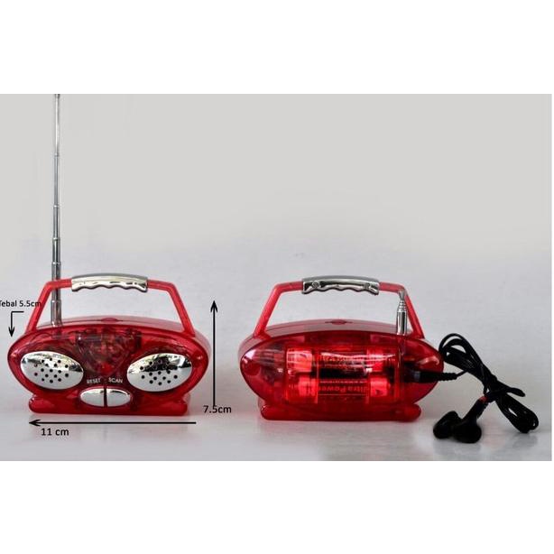 ♛ Radio mini auto scan double frekuensi AM/FM + earphone ♩