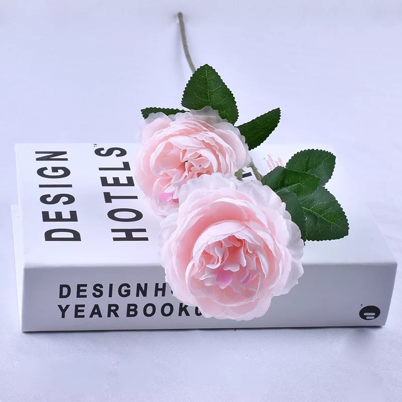 PEONY ARTIFICIAL BUNGA PEONY ARTIFISIAL ECER PER TANGKAI 3 CABANG BUNGA PALSU IMPORT PREMIUM-Pink