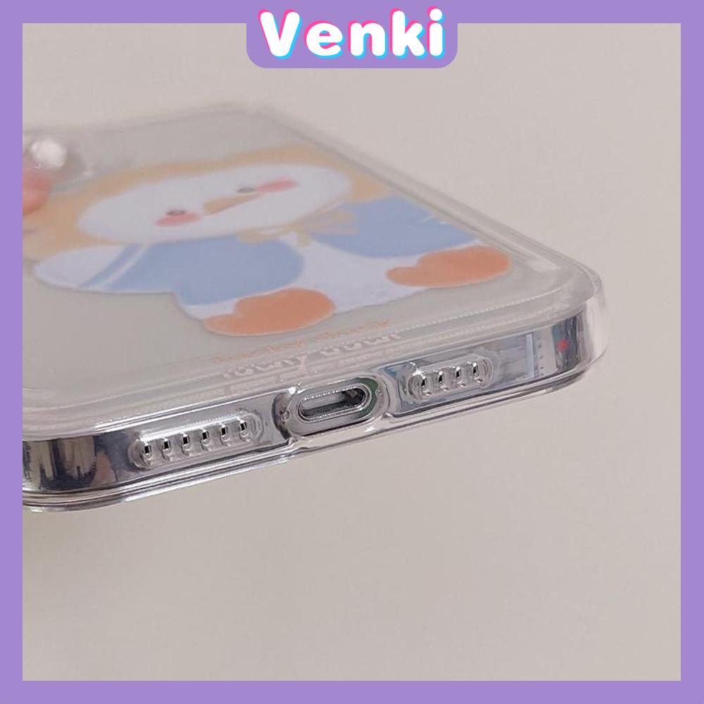 iPhone Case Clear Case Soft Thick TPU Shockproof Super Transparent Protection Camera Plating Button Duck Cartoon Cute For iPhone 13 Pro Max iPhone 12 Pro Max iPhone 11 iPhone 7Plus