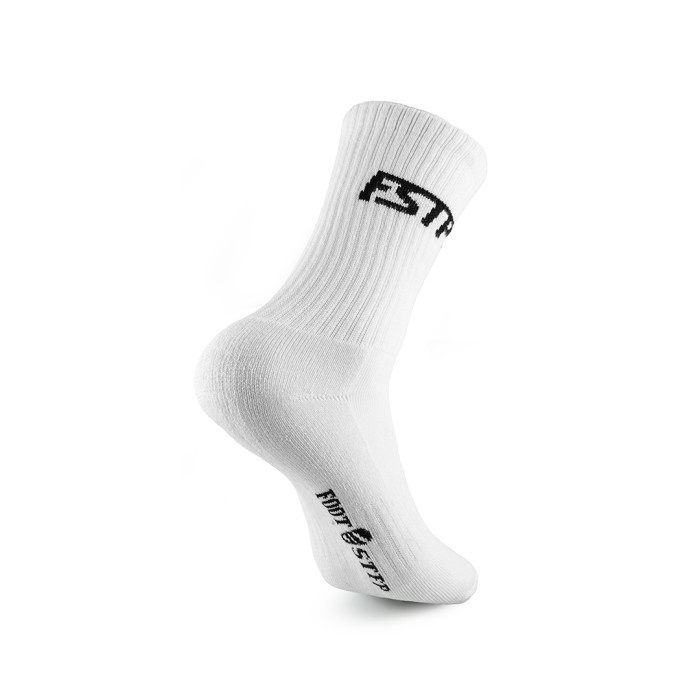 Kaos Kaki Fashion Hitam Putih Footstep Footwear - Bold White Socks