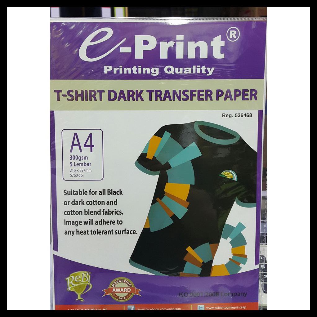 

{BISA COD} Eprint T-Shirt Dark Transfer Paper A4 300gsm TERJAMIN Kode 1033