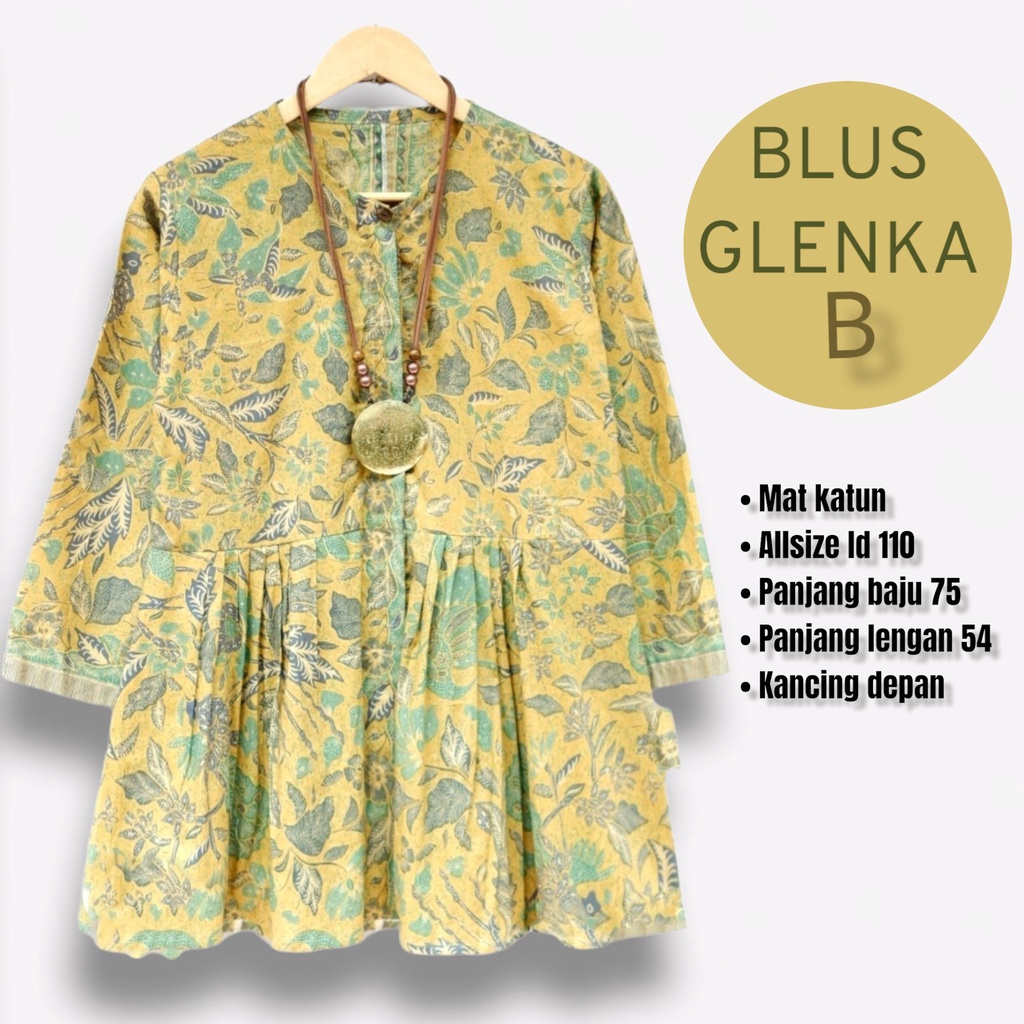 Glenca blouse batik solo atasan kerja blus kantor blus wanita