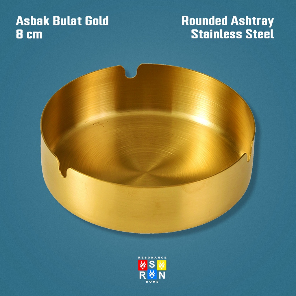 Asbak Bulat Stainless Steel GOLD Diameter 8cm / Ashtray Resonance Home