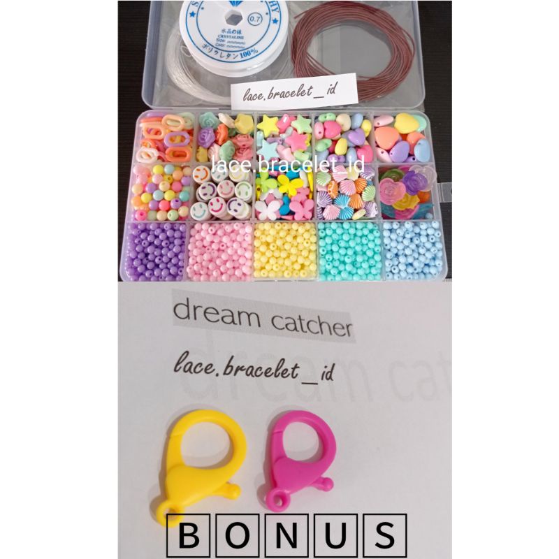 mute PASTEL paket KOTAK + 3 tali manik manik