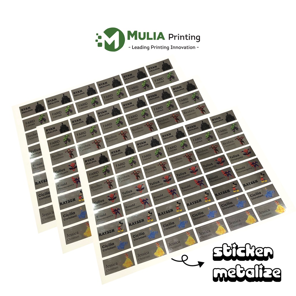 

STICKER NAMA / LABEL METALIZE SILVER / STIKER CUSTOM NAMA / CHROME / - MULIA PRINTING