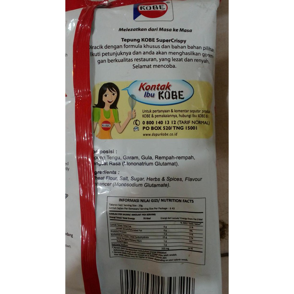 

Dus Kobe Tepung Bumbu Super Crispy 850Gr