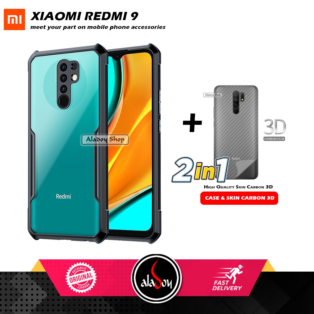 Case XIAOMI REDMI 9 Armor Fusion Transparent Casing Free Skin Carbon 3D