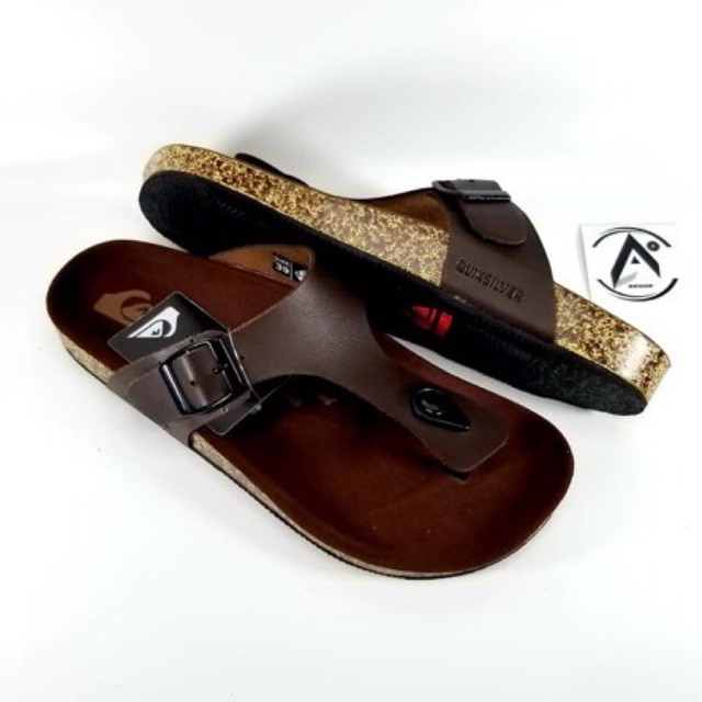 SANDAL KULIT SLIDE CASUAL PRIA QUIKSILVER PREMIUM100%