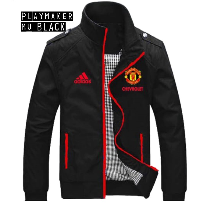 Jaket Manchester United / Jaket MU Parasut Waterproof Pria Murah Terbaru Warna Hitam