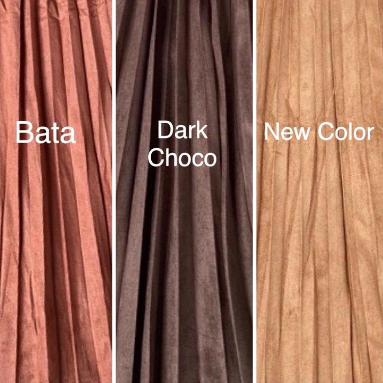 Terlaku. ☮ FW R86LG Rok Plisket Suede Panjang London Girl Import | Rok Plisket Suede London Girl Pan