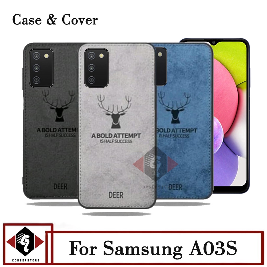 Promo Case Deer Samsung A03s 2021 Softcase Cloth Tpu Jeans Canvas Back Cover