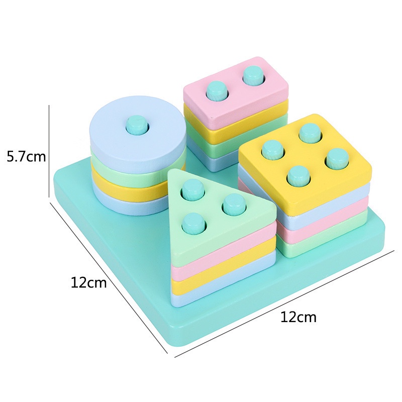 WE Mainan Edukasi mencocokan 4 kolom geometri - Menara Geometri warna Tosca