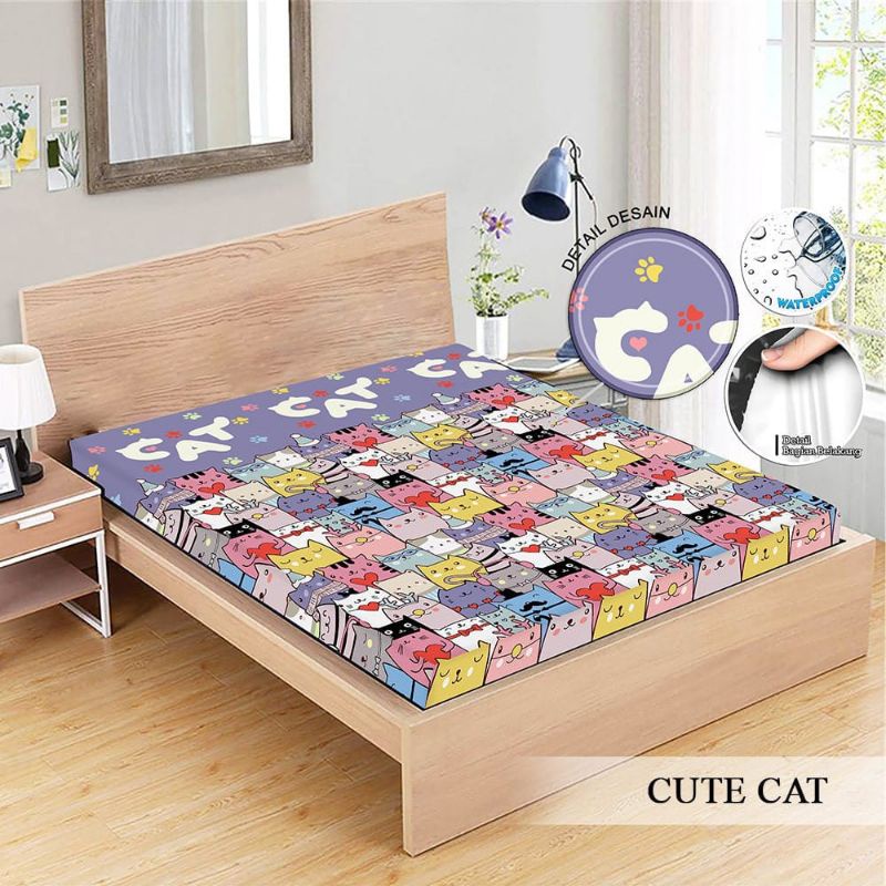 Sprei Monalisa Waterproof Cute Cat Anti Ompol