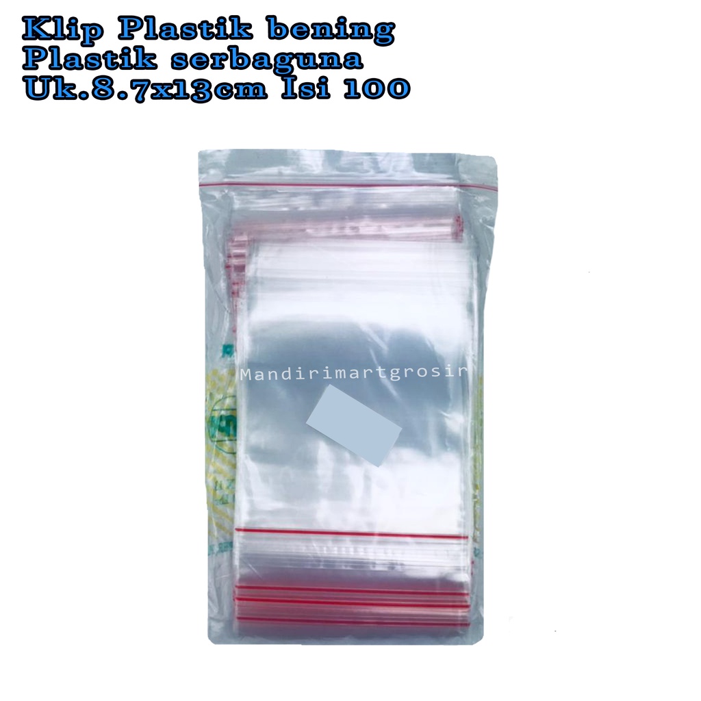 Plastik serbaguna *Klip Plastik bening * Uk.8.7x13cm * Isi 100