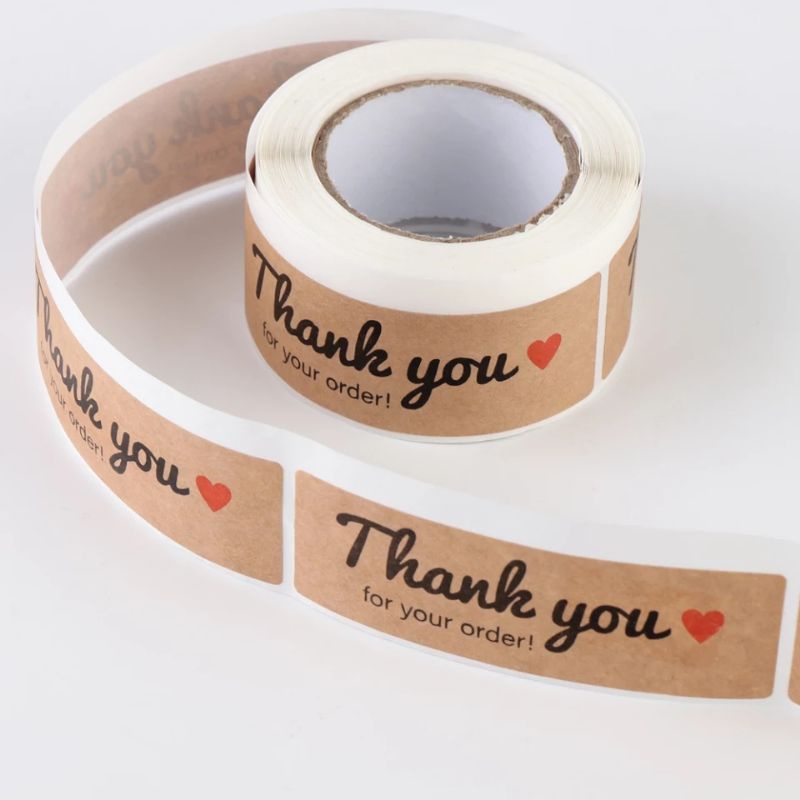 120pcs/roll Stiker Thankyou Kraft Label Segel Amplop Packing OLshop