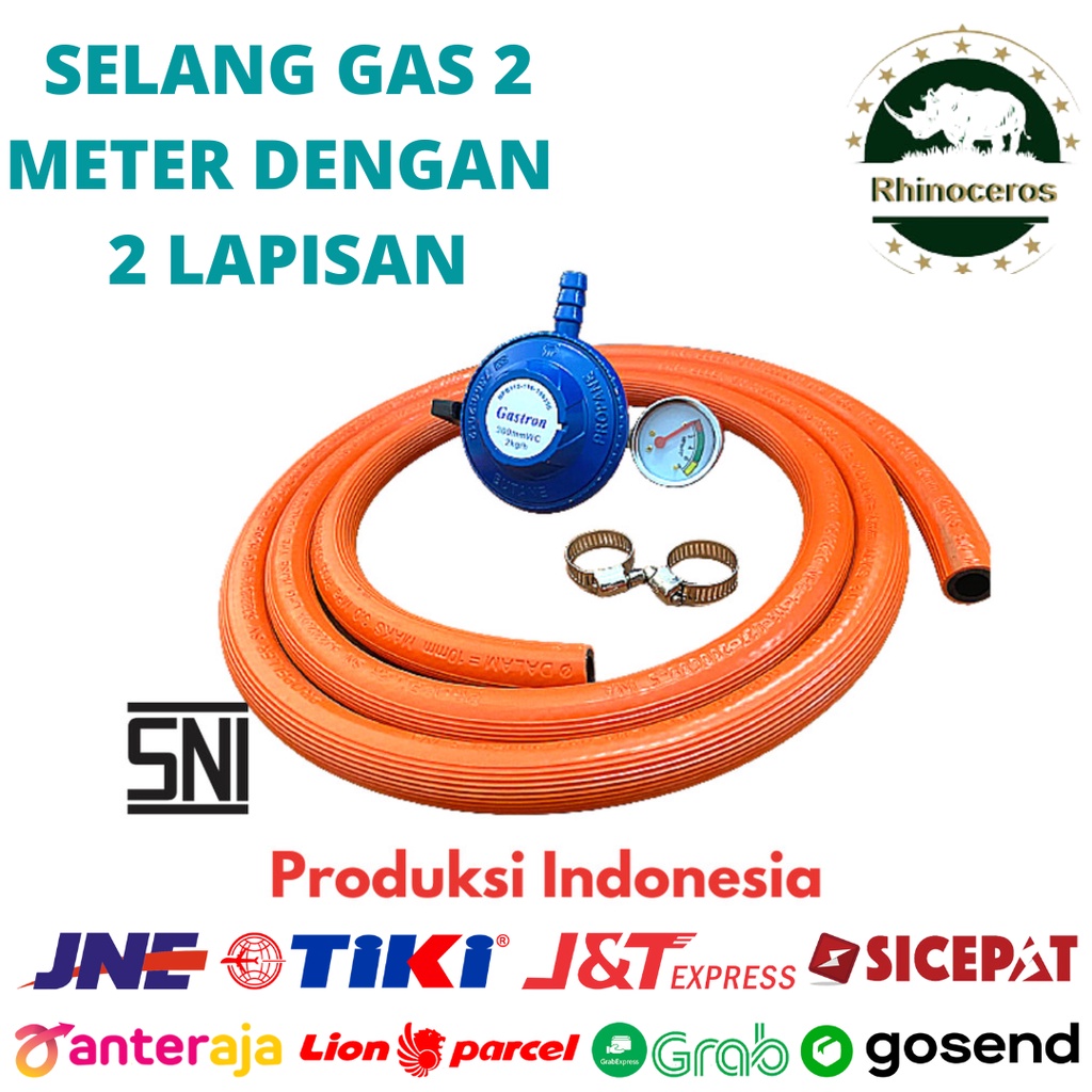 Selang Gas Dan Regulator Orange 2 Meter dan Regulator Paket Selang Gas 2 Lapis SNI Selang Regulator Kompor Gas