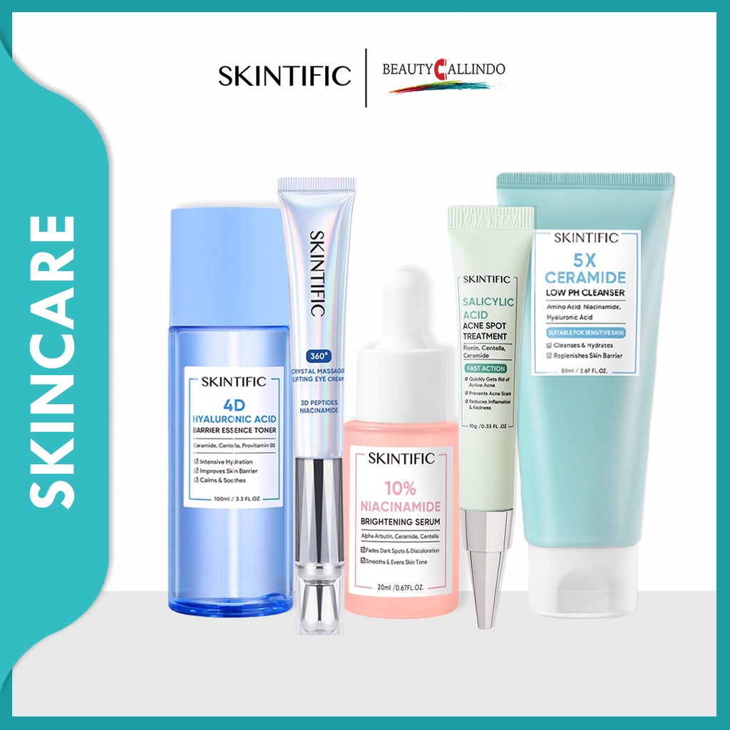 SKINTIFIC Essence Toner - Niacinamide Serum - Eye Cream - Cleanser - Acne Spot