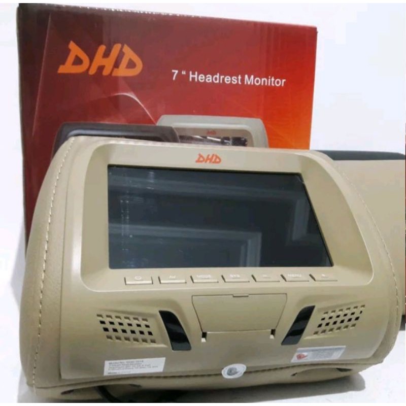 Headrest Monitor Mobil 7 Inch DHD 7016 Beige Hitam 1 Set Sandaran Kepala Termurah