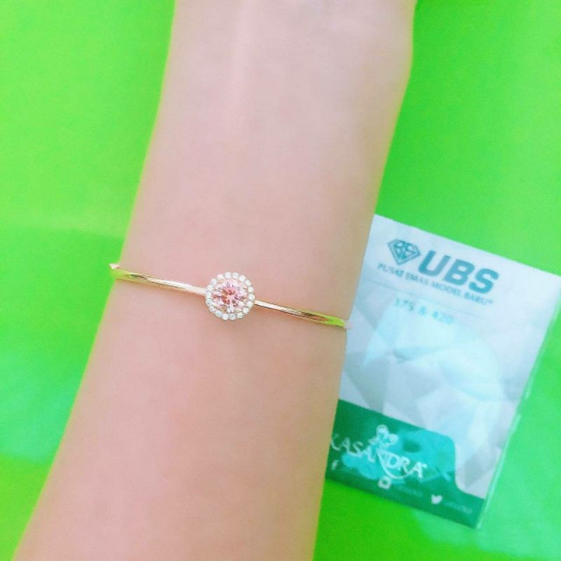 Gelang bangle mata pink muda kadar 375