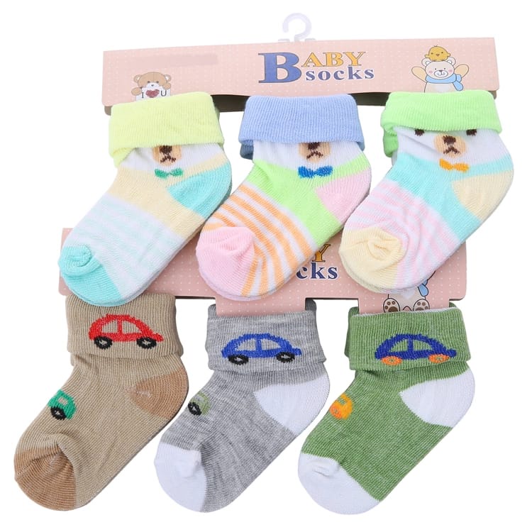 3 pasang kaos kaki bayi 3in1 motif karakter lucu cowok &amp; cewek murah