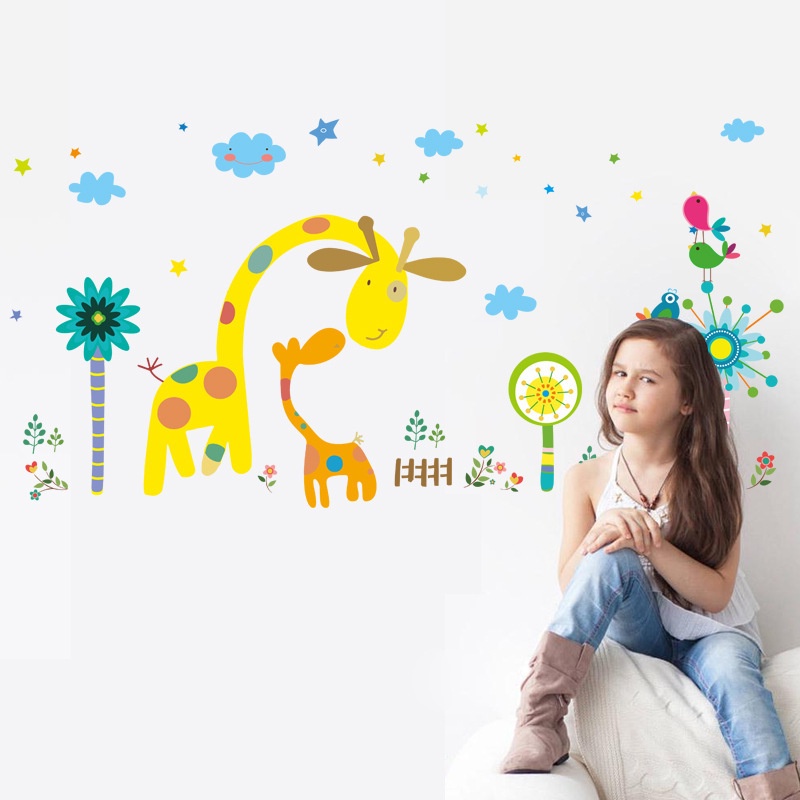 Reliza Wall Sticker Jerapah Kartun LDR99240 Stiker Dinding