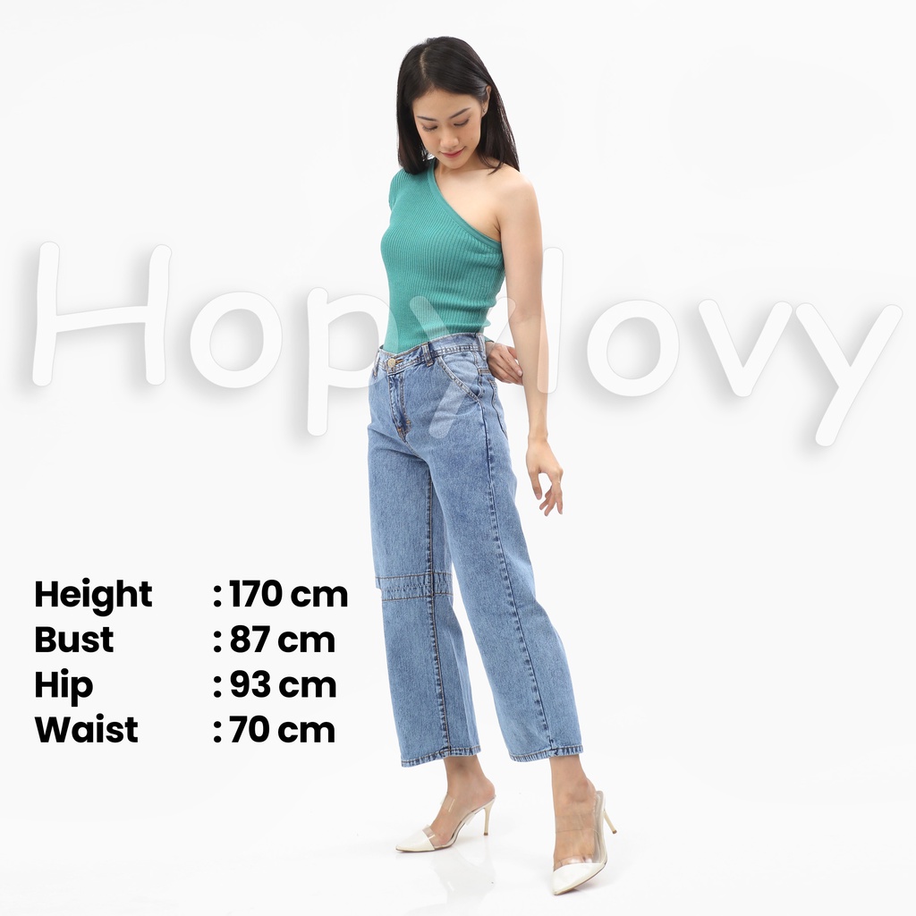 HOPYLOVY Celana Kulot Wanita Highwaist Boyfriend Jeans BF Sobek Claretta