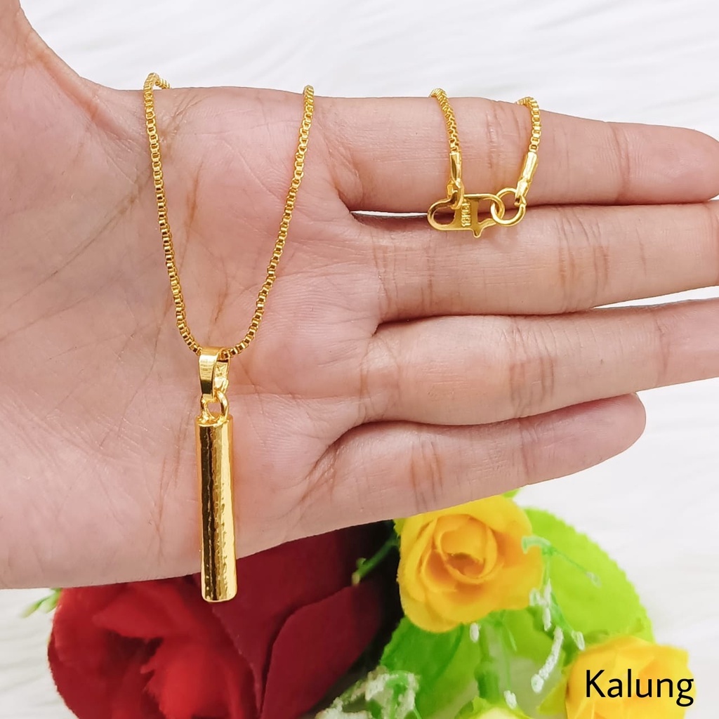 full set perhiasan wanita titanium asli anti karat lapis emas 24 k model terlaris