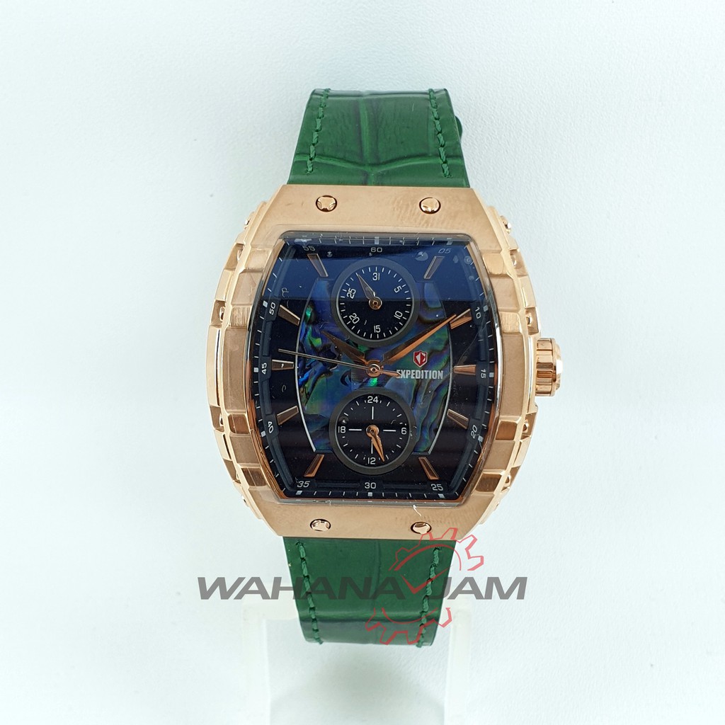 EXPEDITION E 6782 BF LRGSLGN / Jam Tangan Wanita E6782 Kulit Hijau Rosegold Hitam Black Original Ori