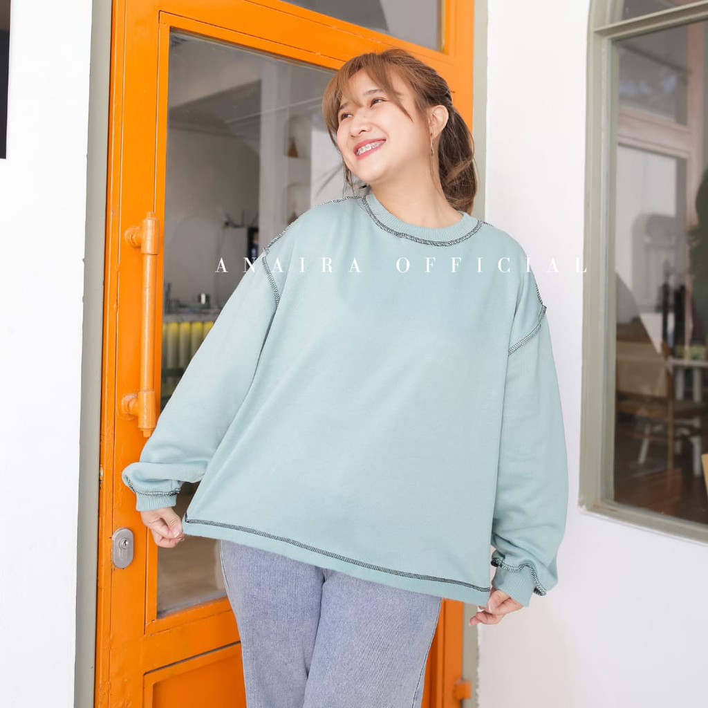 SWEATER OVERSIZE WANITA OUTSIDE SEAM  SWEATER WANITA DAN PRIA SWEATER CREWNECK SWITER