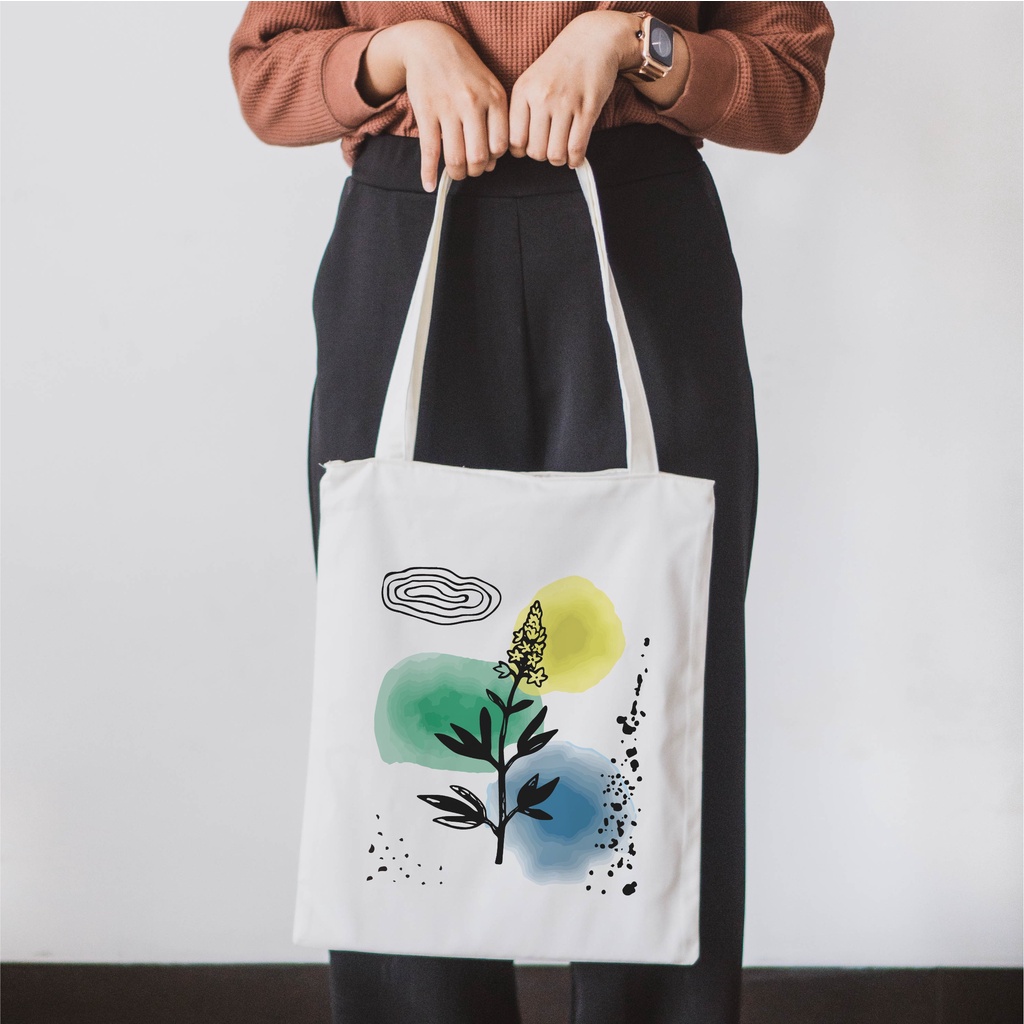 Sevine Tas Totebag Wanita Tote Bag Resleting Laptop Tropical Fashion Artsy - AST