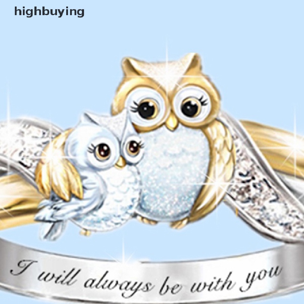 Hbid Cincin Motif Burung Hantu + Tulisan I Will Always Be With You Untuk Ibu + Anak