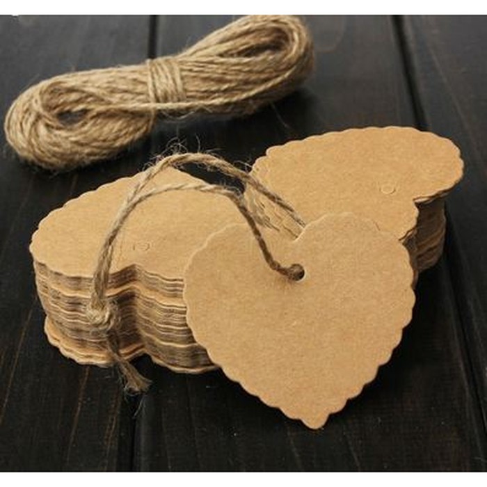 Paper Hang Tags - Heart Shape Blank Tag Kraft 58x55mm (10pcs)