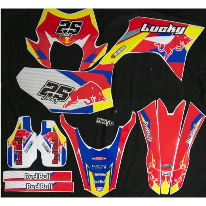 DECAL STIKER CRF 150L DEKAL VARIASI STRIPING CUSTOM FULLBODY REDBULL