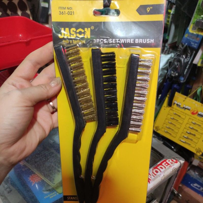sikat besi set 3pc 9in ( besar) jason/ set wire brush 9&quot; (3pc)